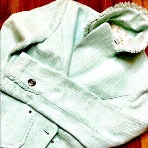 Italian Fringed $150 Tiffany Blue Blazer Jacket XS NWOT Jacket